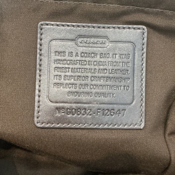 Coach Signature Canvas Medium Tote Shoulder Bag Brown Logo Y2K Classic Purse Tan - Picture 2 of 11